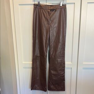 Faux Leather Wide Leg Brown Pants Size 28 Inseam 28